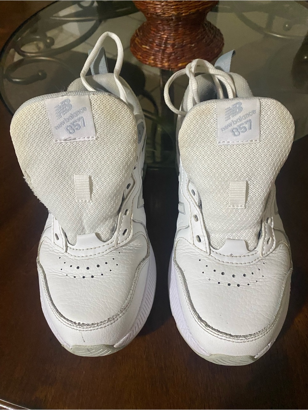 New Balance Kids White Leather & Mesh Sneakers